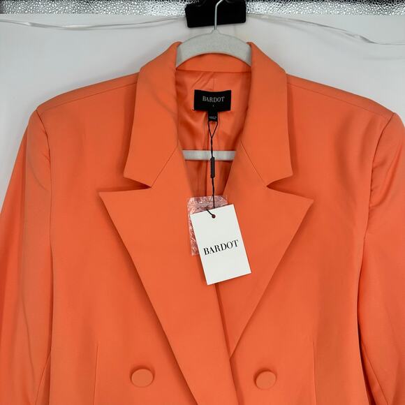 Bardot Womens S Oversized Blazer in Orange Fizz Double Breasted Club Trendy - Picture 7 of 13